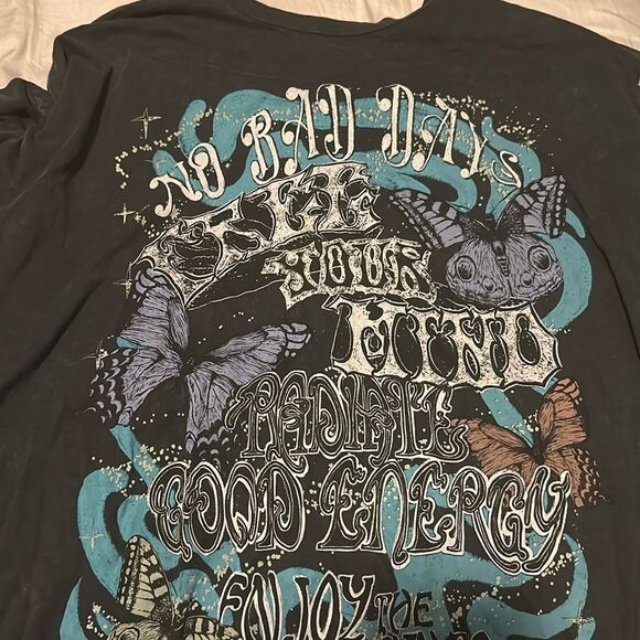 NWOT Bershka Black Butterfly T-Shirt - Picture 1 of 1